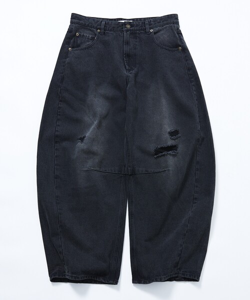 「FREAK'S STORE」 ダメージ加工デニムパンツ LARGE ダークネイビー メンズ