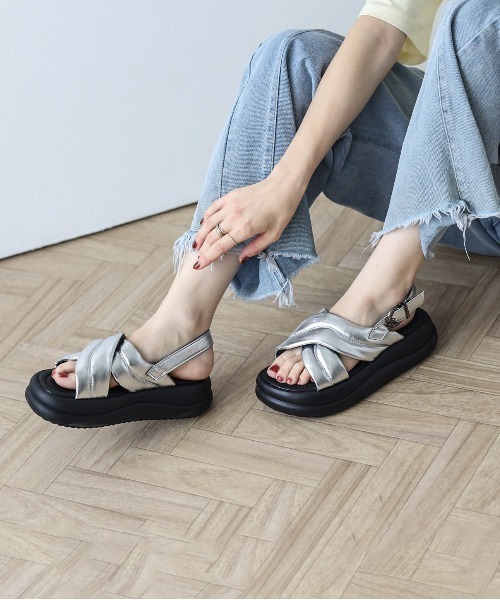 「AMELY」 フラットサンダル 37 ブラック レディース_画像7