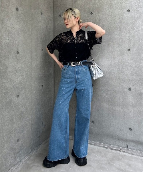 「PAGEBOY」 半袖ブラウス FREE ブラック レディース_画像9