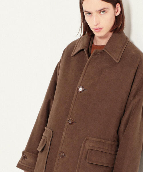 【Loro Piana】トゥモローランド　シングルトレンチコート　46　ブラウン DUNFORD】【Loro Piana Fabric】ウールツイルステンカラーコート