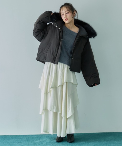 ジャケット・アウター archive black Hoodie 2way jacket archives（アルシーヴ） ブルゾン アウター 2wayファーフード