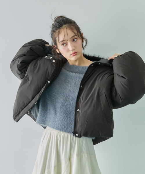 ジャケット・アウター archive black Hoodie 2way jacket archives（アルシーヴ） ブルゾン アウター 2wayファーフード