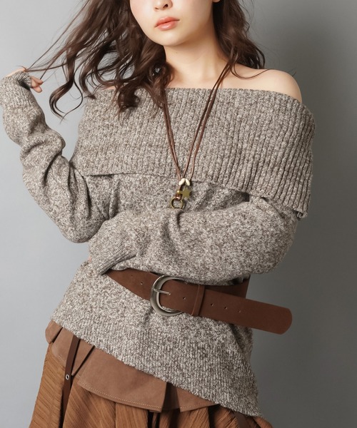 SPINNS（スピンズ） ニット セーター ベルト付きオフショルニット