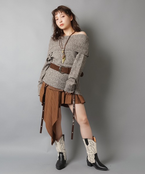 SPINNS（スピンズ） ニット セーター ベルト付きオフショルニット