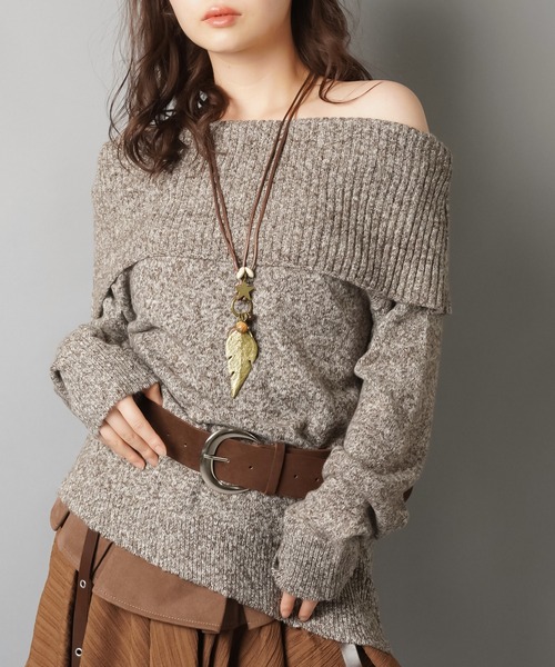 SPINNS（スピンズ） ニット セーター ベルト付きオフショルニット