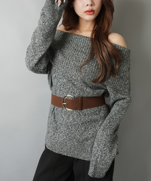 SPINNS（スピンズ） ニット セーター ベルト付きオフショルニット