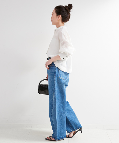 「B.C STOCK」 「Simplicite」長袖ブラウス FREE ホワイト レディース_画像3