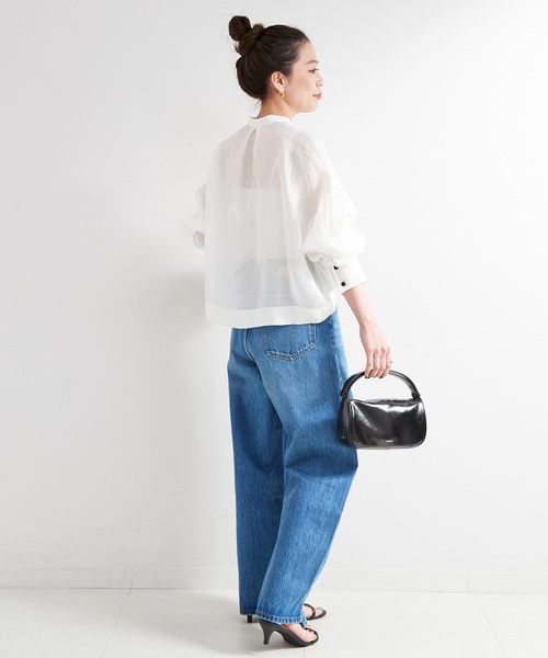 「B.C STOCK」 「Simplicite」長袖ブラウス FREE ホワイト レディース_画像4