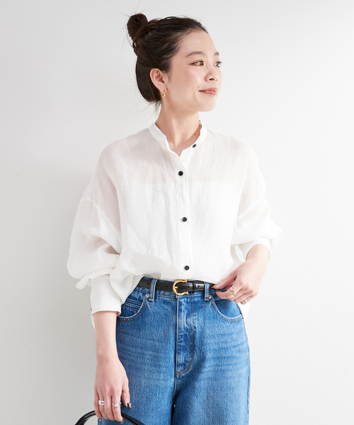 「B.C STOCK」 「Simplicite」長袖ブラウス FREE ホワイト レディース_画像6