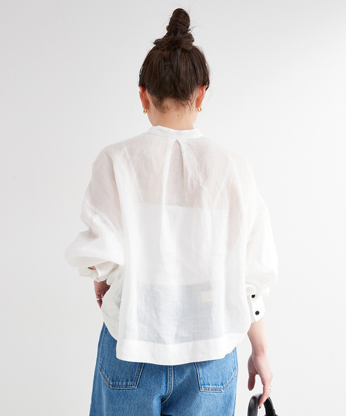 「B.C STOCK」 「Simplicite」長袖ブラウス FREE ホワイト レディース_画像8