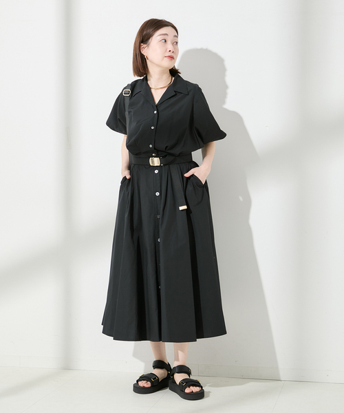 「A PUPIL」 半袖ワンピース MEDIUM チャコールグレー レディース_画像5