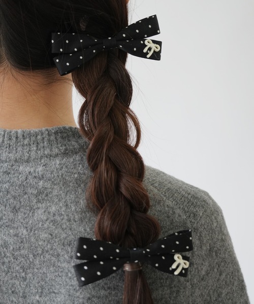 Port（ポート） ヘアクリップ 「 」 ドット リボン ヘアクリップ 4個