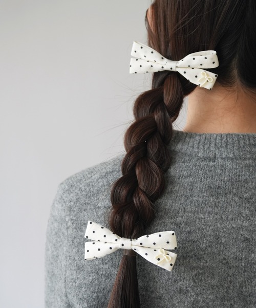 Port（ポート） ヘアクリップ 「 」 ドット リボン ヘアクリップ 4個