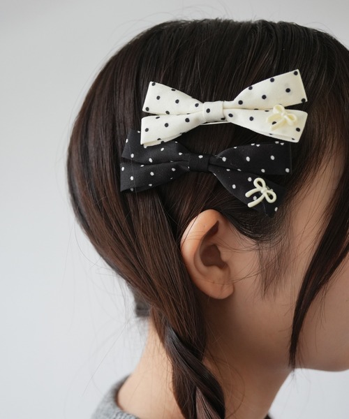 Port（ポート） ヘアクリップ 「 」 ドット リボン ヘアクリップ 4個