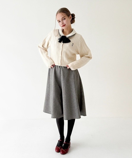 F i.n.t（フィント） カーディガン シュナウザー刺繍ケーブルニット