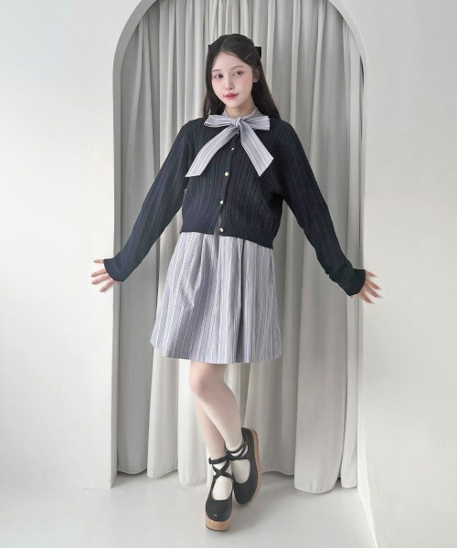 F i.n.t（フィント） カーディガン シュナウザー刺繍ケーブルニット