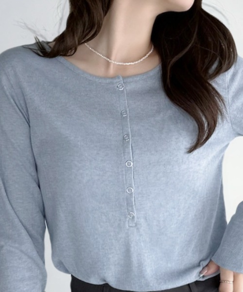 umune ヘンリーネック tシャツ ヘンリーネック シアーニット プル