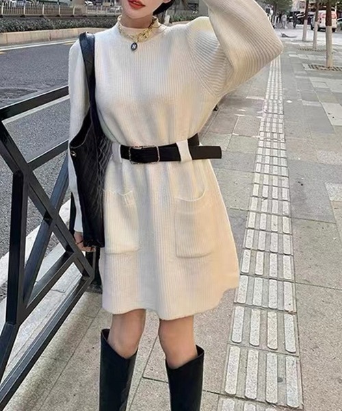 「center i」 ニットワンピース FREE ベージュ レディース_画像2