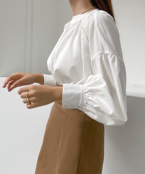 「Louere」 長袖ブラウス MEDIUM ダークブラウン レディース_画像2