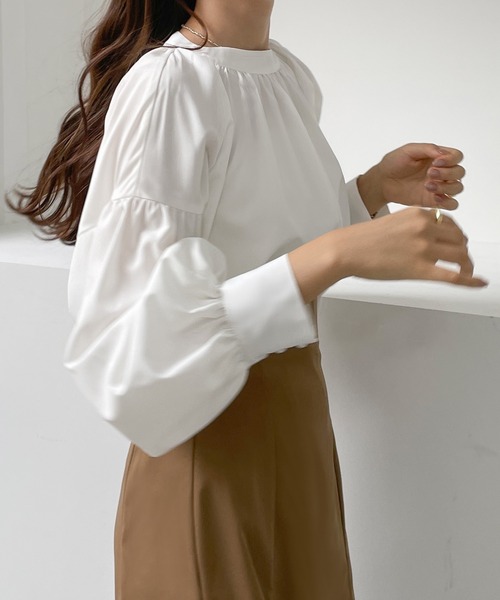 「Louere」 長袖ブラウス MEDIUM ダークブラウン レディース_画像6