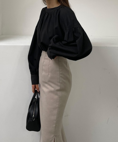 「Louere」 長袖ブラウス MEDIUM ダークブラウン レディース_画像8