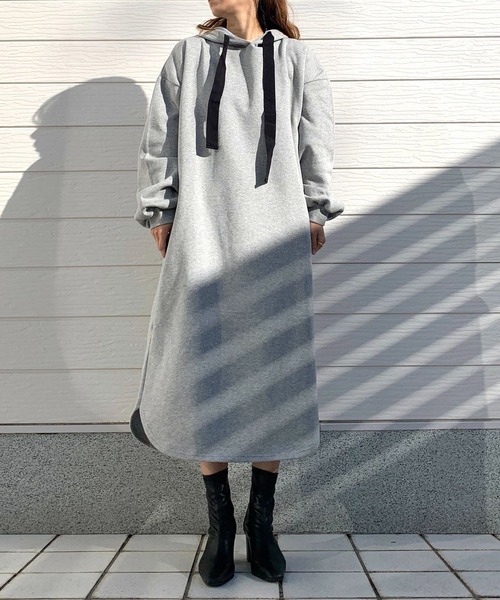 「Q」 長袖ワンピース MEDIUM モカ レディース_画像2