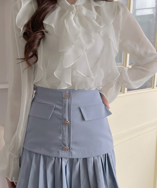 「Miniministore」 長袖ブラウス M ブルーグレー レディース_画像2