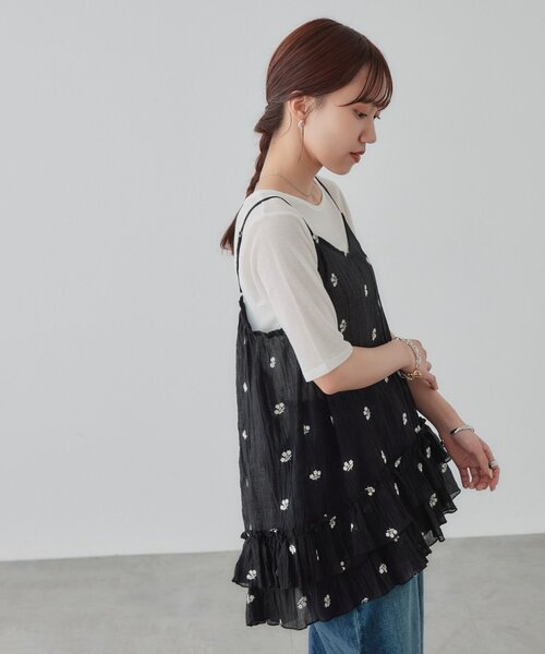 salute 花柄刺繍 キャミソール　アテナ　L 【新品未使用、タグ付き】 Discoat（ディスコート） キャミソール 花柄刺繍キャミチュニック