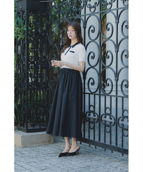 ORGUE（オルグ） ワンピース 半袖 Bi-color docking one-piece/バイ