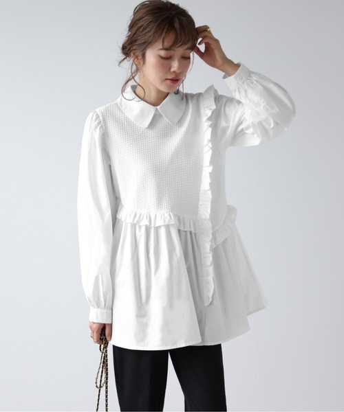 「SUGAR BISKET」 「La-gemme」長袖シャツ フリー ホワイト レディース_画像6
