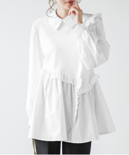 「SUGAR BISKET」 「La-gemme」長袖シャツ フリー ホワイト レディース_画像7