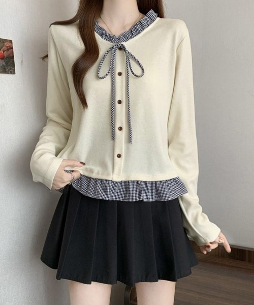 miniministore（ミニミニストア） tシャツ チェック柄レイヤード風