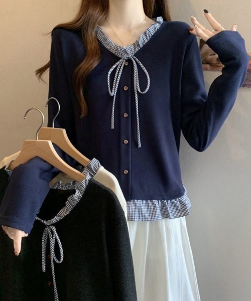 miniministore（ミニミニストア） tシャツ チェック柄レイヤード風