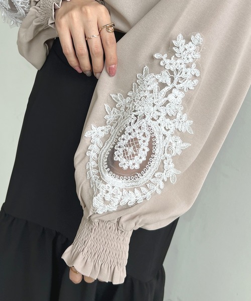 美品♡レリアン パール レース ブラウス バルーンスリーブ 近年モデル 23SS 美品♡レリアン パール レース ブラウス バルーンスリーブ 近年