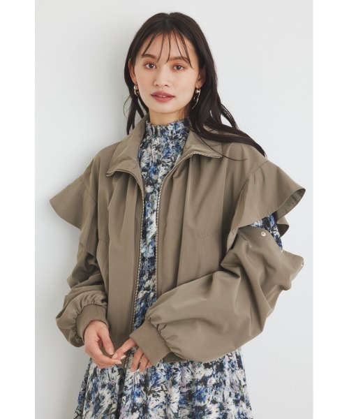 あ*ん様 新品タグ付 ヴェロフォンナ　ショルダーフリル　2wayコート ジレ定価 rienda ブルゾン アウター フリルショルダー2WAYブルゾン