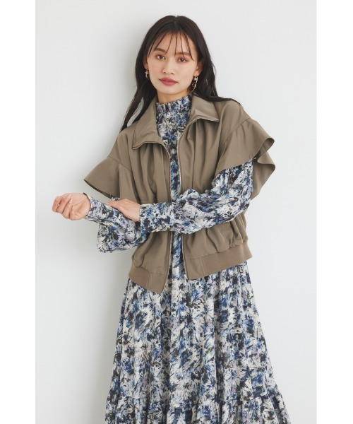 フリルショルダー フェミニン ブルゾン アウター 全3色 S~XL rienda ブルゾン アウター フリルショルダー2WAYブルゾン