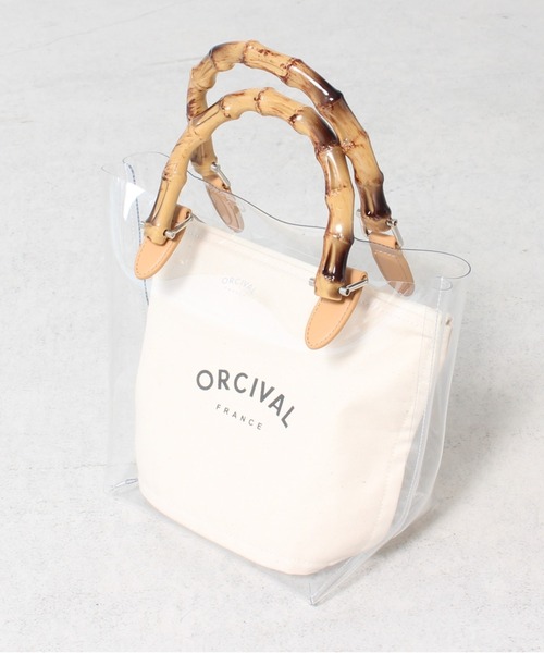 ORCIVAL オーシバル クリア PVC バッグ ポーチ付　バンブー ORCIVAL（オーシバル） トートバッグ バッグ レディース ビーチバッグ