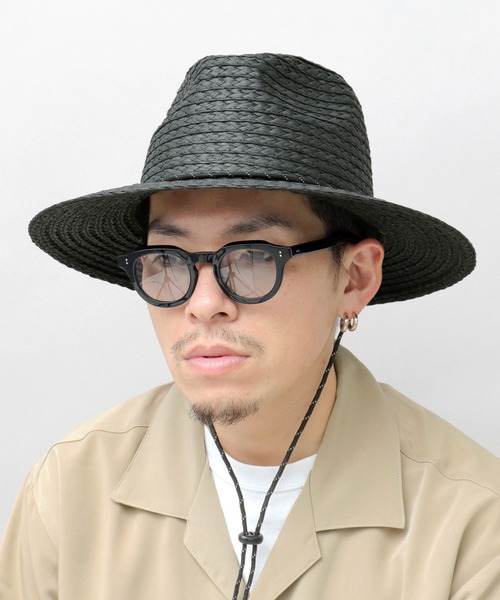 Basiquenti 帽子 ハット ドローコード付き ロングブリム