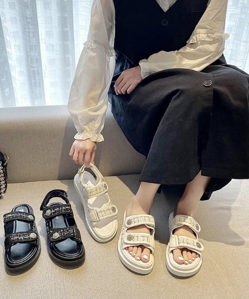 Lace Ladies（レースレディース） サンダル ビジュー付き ミックス