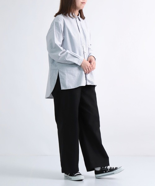 ブラウス シャツ 「D.M.G. / ディーエムジー」 オックスストライプ ナチュラルシャツ レディース D.M.G. ブラウス シャツ 「D.M.G. / ディーエムジー」 オックス