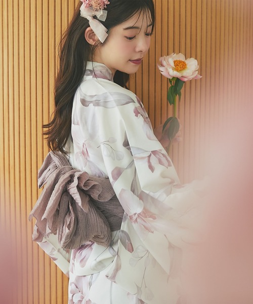 セパレート浴衣 ラベンダー　tocco closet 新品 tocco 2WAY水彩フラワープリントセパレート浴衣 ラベンダー