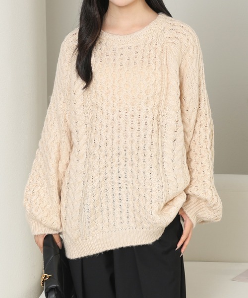 Lace Ladies ニット セーター クルーネック オーバーサイズ
