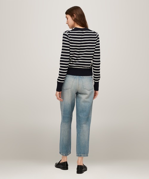 トミー ヒルフィガー   ミニストライプコットンクルーネックカーディガン （マルチ2） トミー ヒルフィガー TOMMY HILFIGER ミニストライプコットン