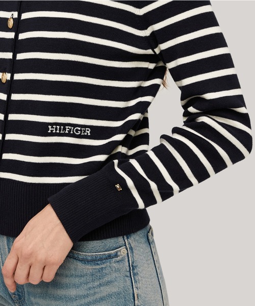 TOMMY HILFIGER カーディガン ミニストライプコットンクルー