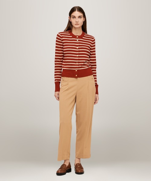 トミー ヒルフィガー   ミニストライプコットンクルーネックカーディガン （マルチ2） トミー ヒルフィガー TOMMY HILFIGER ミニストライプコットン