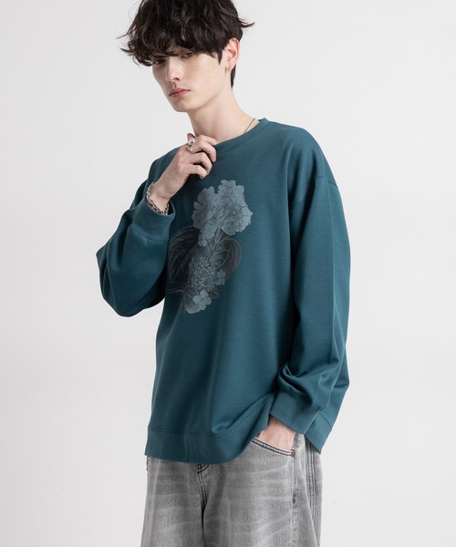 RAGEBLUE（レイジブルー） tシャツ フラワープリント/クルーネック