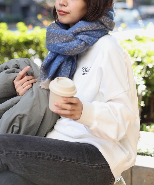 Bonjour Sagan マフラー ストール バイカラーウェーブ柄マフラー