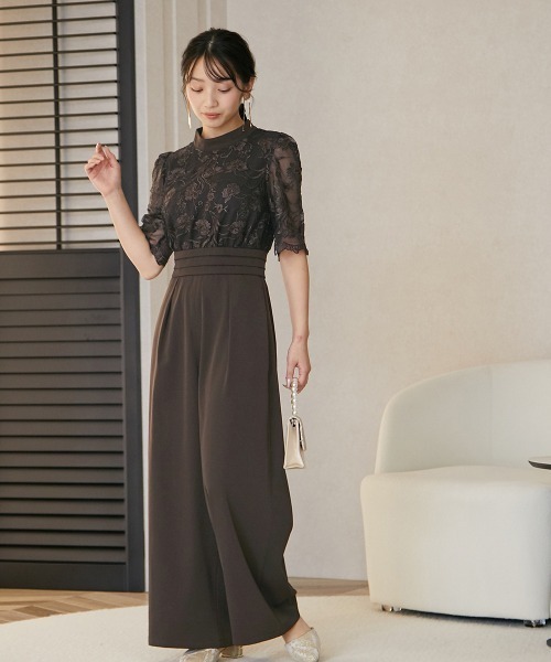 アイボリー レース パーティードレス Jolie et パンツドレス 「結婚式・パーティードレス」スタンド