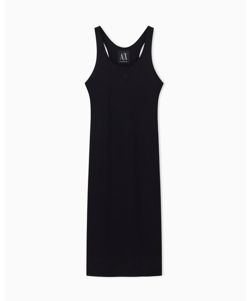 エンポリオアルマーニ 648 ロング ワンピース ゼブラ柄 ノースリーブ 黒 ARMANI EXCHANGE ワンピース 「A|X アルマーニ エクスチェンジ