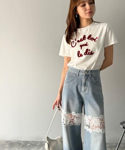 【DIESEL】花柄レース ワイドレッグ ジーンズ【送料関税込】 DIESEL】花柄レース ワイドレッグ ジーンズ【送料関税込
